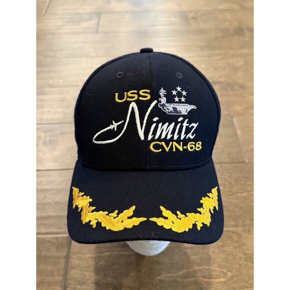 The Corps USS Nimitz CVN 68 Logo Mens Blue Adjustable Strapback Hat Baseball Cap - Picture 2 of 7